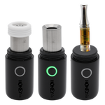 Load image into Gallery viewer, HoneyStick Lil Ripper E-Rig, a black and silver portable vaporizer with visible glass mouthpiece, designed for wax and dry herb use.
